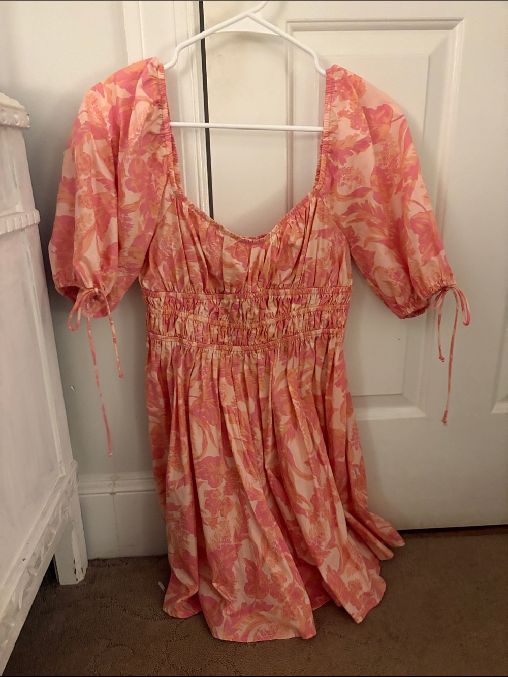 Olivaceous Pink and Peach Floral Mini Dress